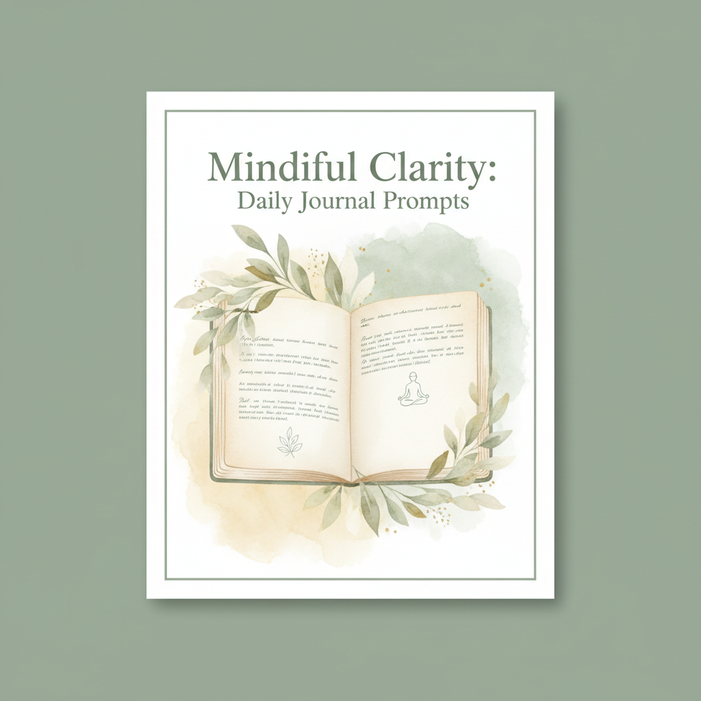 Mindful Clarity Journal Prompts printable digital download cover