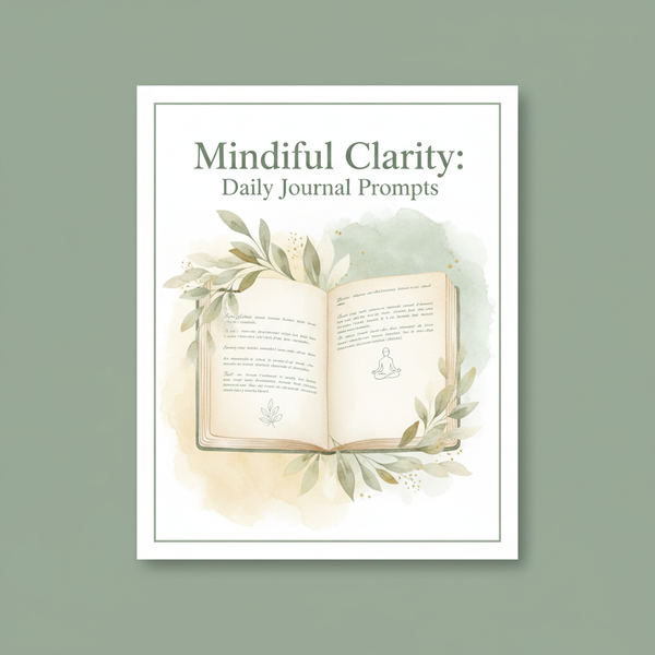 Mindful Clarity Journal Prompts printable digital download cover