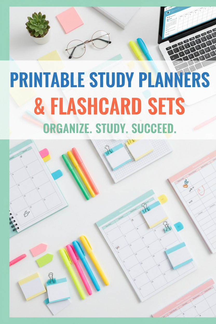 Printable Study Planners & Flashcard Sets cover