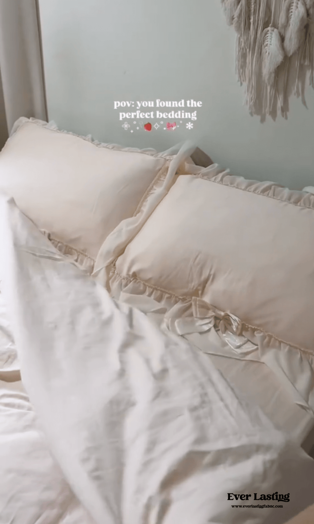 Ribbon Bow Airy Lace Bedding Set / Blue